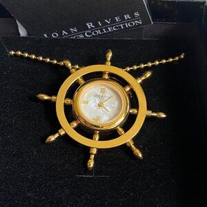 Joan Rivers VTG Nautical Watch Brooch Pendant Necklace